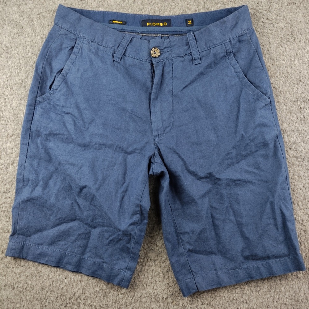 Piombo Linen Blend Shorts Mens 44 Regular Blue Cotton Blend EUC